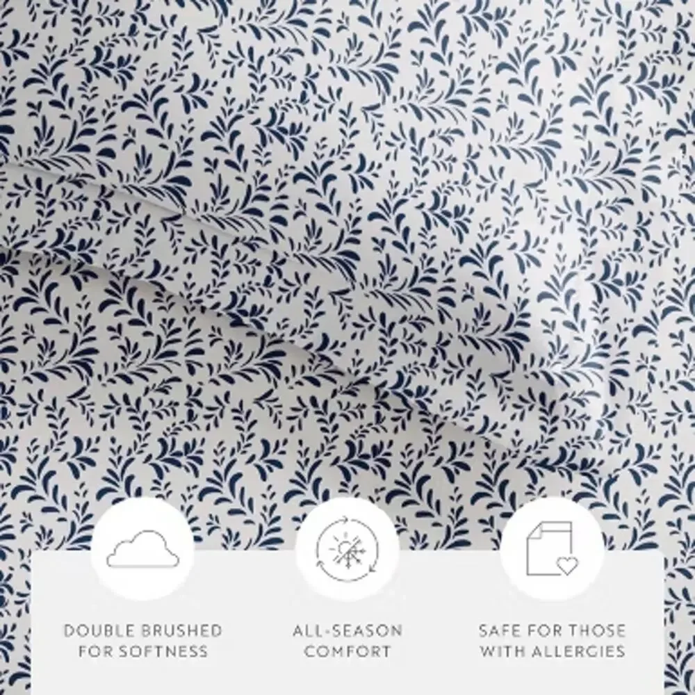 Becky Cameron Burst of Vines King Duvet 2/Shams Botanical Navy Vine NWOT